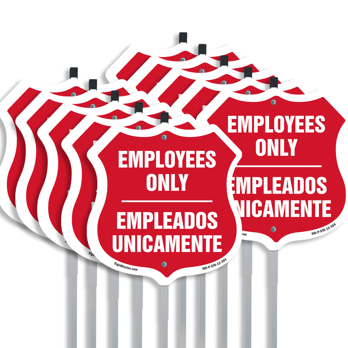 Bilingual Employees Only Shield Sign Empleados Unicamente (English / Spanish)