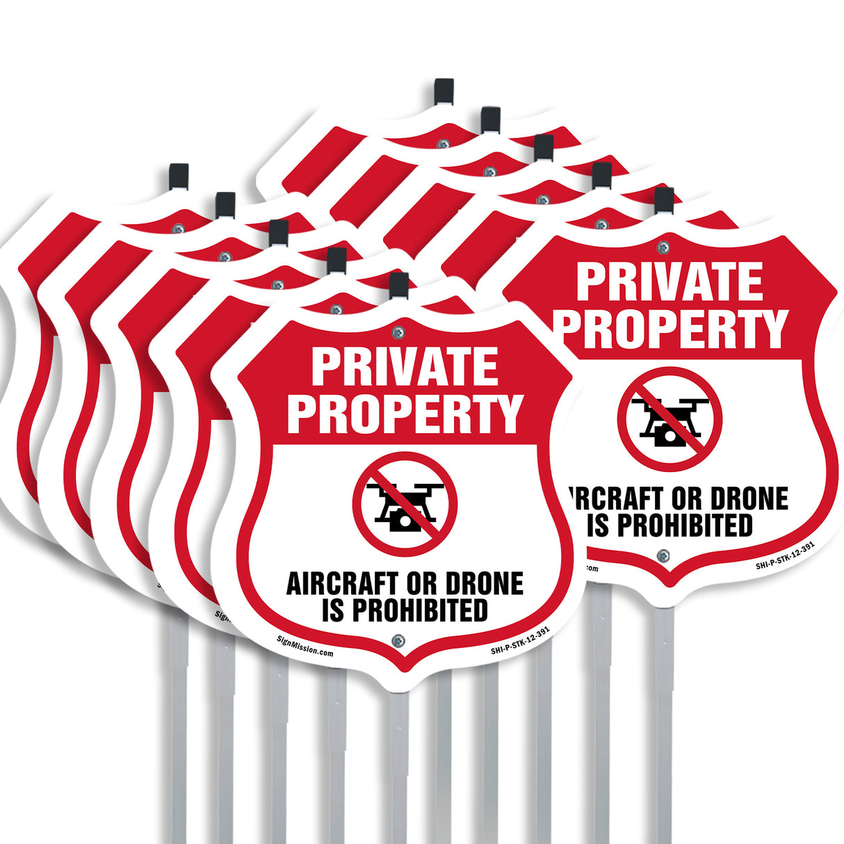 No Drone Shield Sign Aircraft Or Drone Is Prohibited