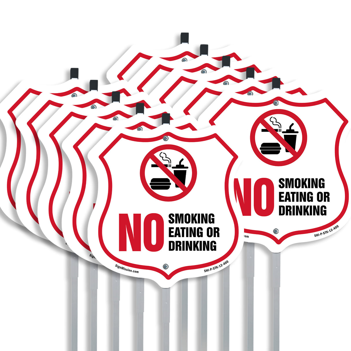 No Smoking Shield Sign No Smoking Eating Or Drinking