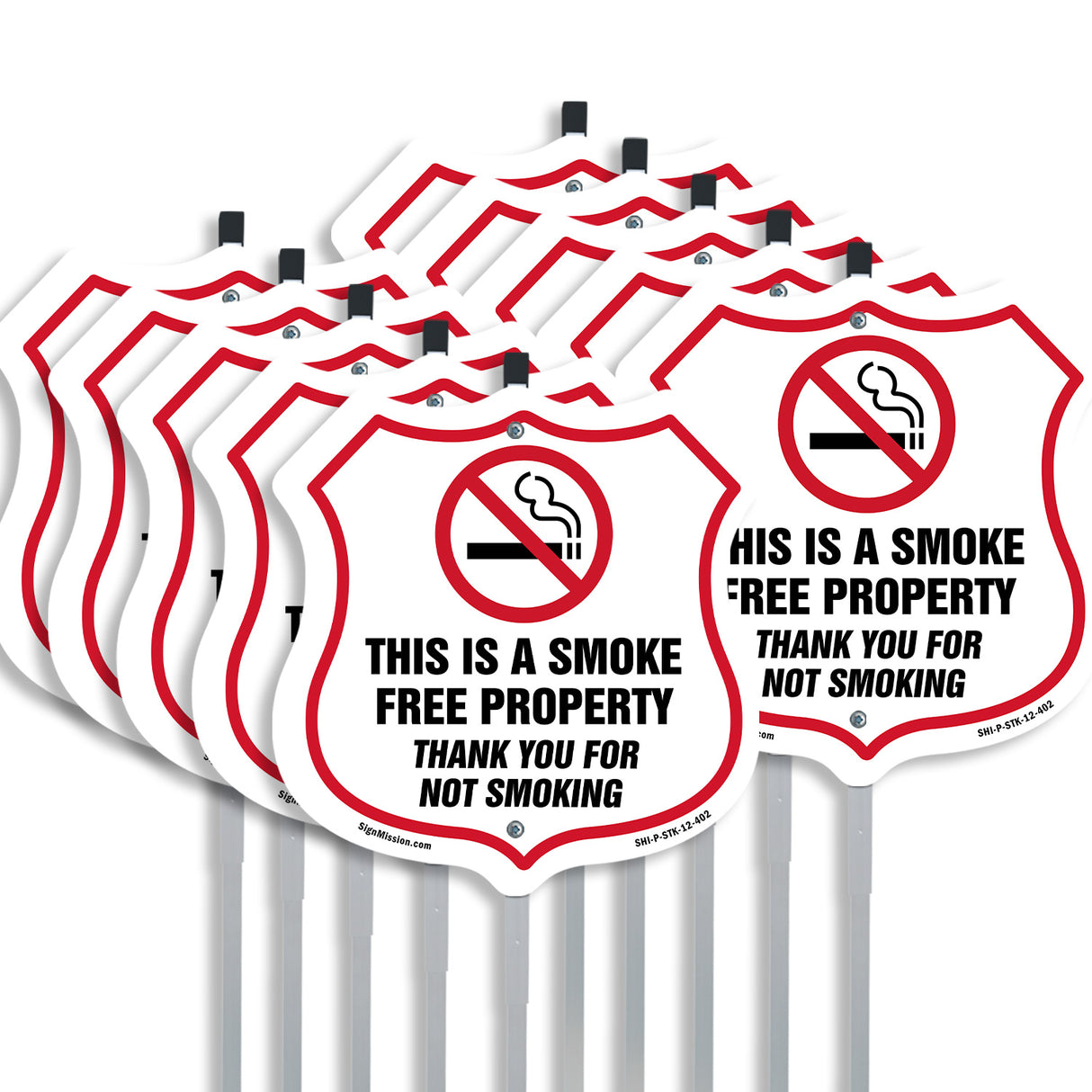 No Smoking Shield Sign This Is A Smoke Free Property Thank You For Not Smoking