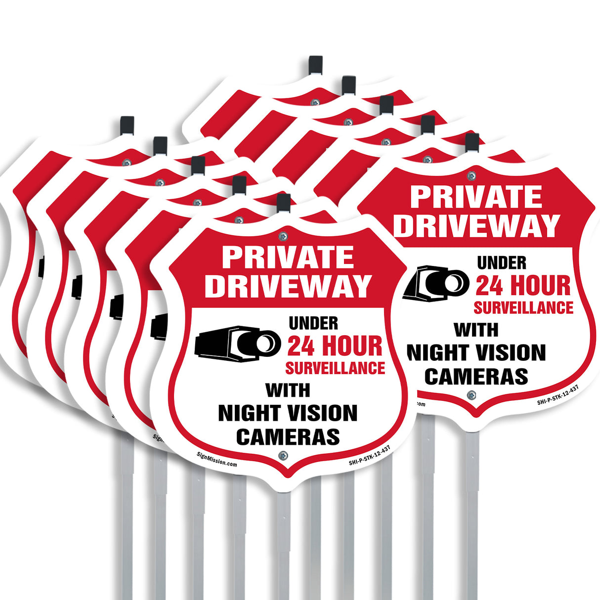 Private Driveway Shield Sign Under 24 Hour Video Surveillance By Night Vision Cameras