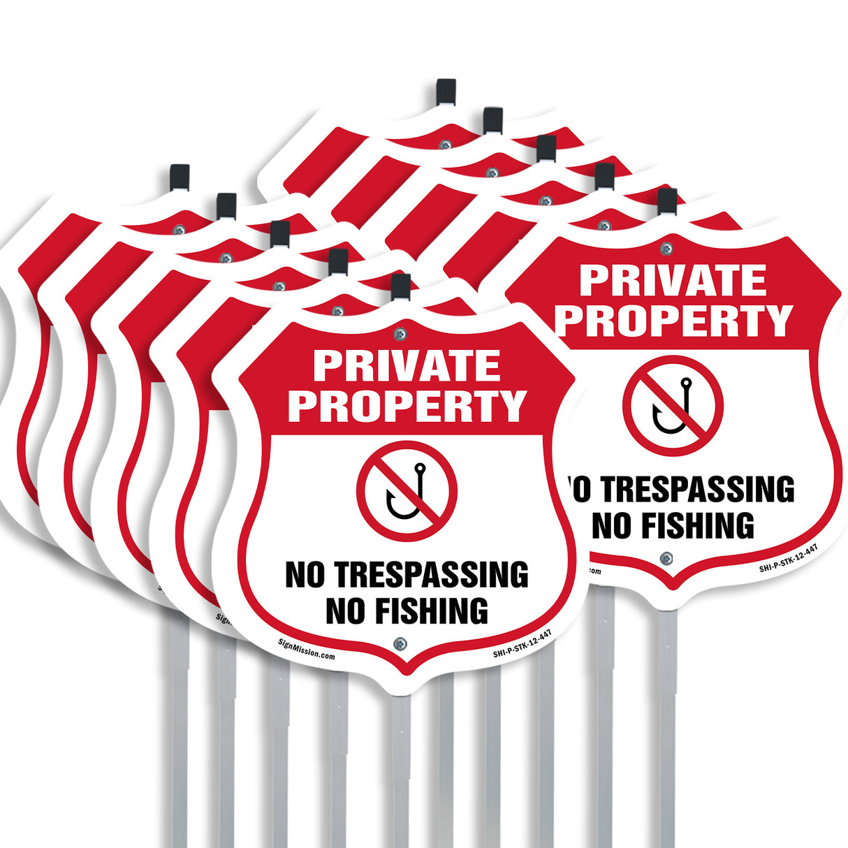 Private Property Shield Sign No Trespassing No Fishing