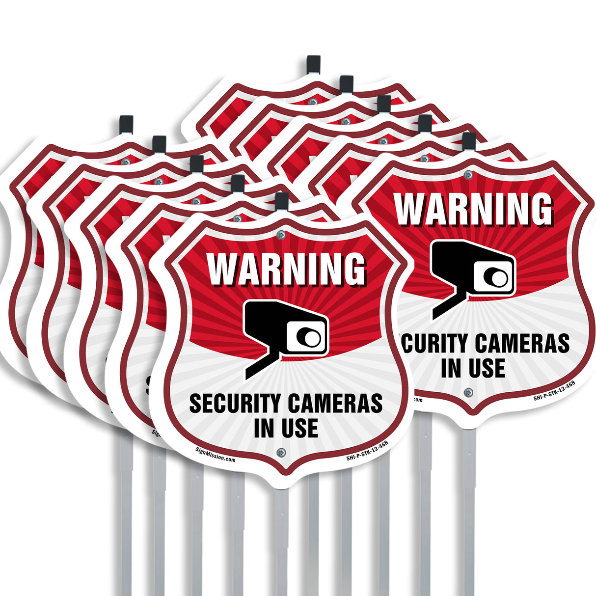 Video Surveillance Shield Sign Warning Security Cameras In Use