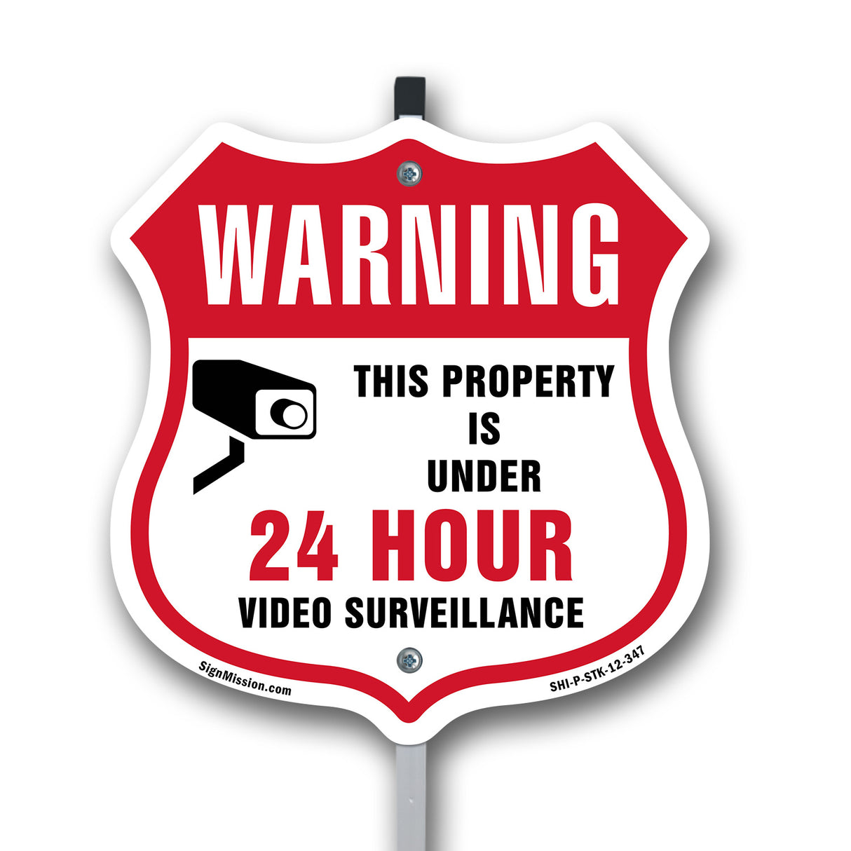 24 Hour Surveillance Shield Sign Warning This Property Is Under 24 Hour Video Surveillance