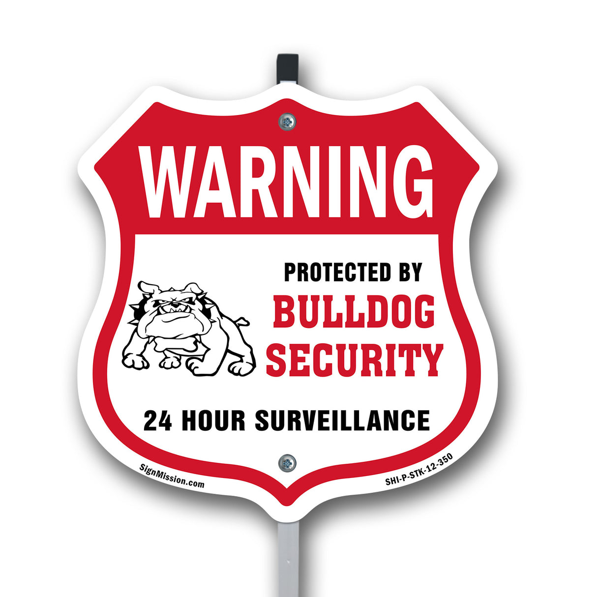 24 Hour Surveillance Shield Sign Warning Protected By Bulldog Security