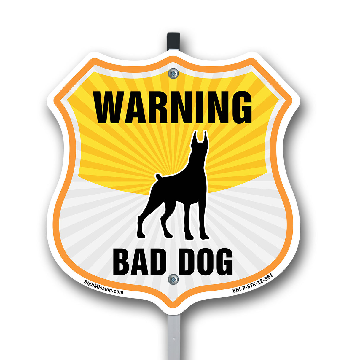 Beware Of Dog Shield Sign Warning Bad Dog