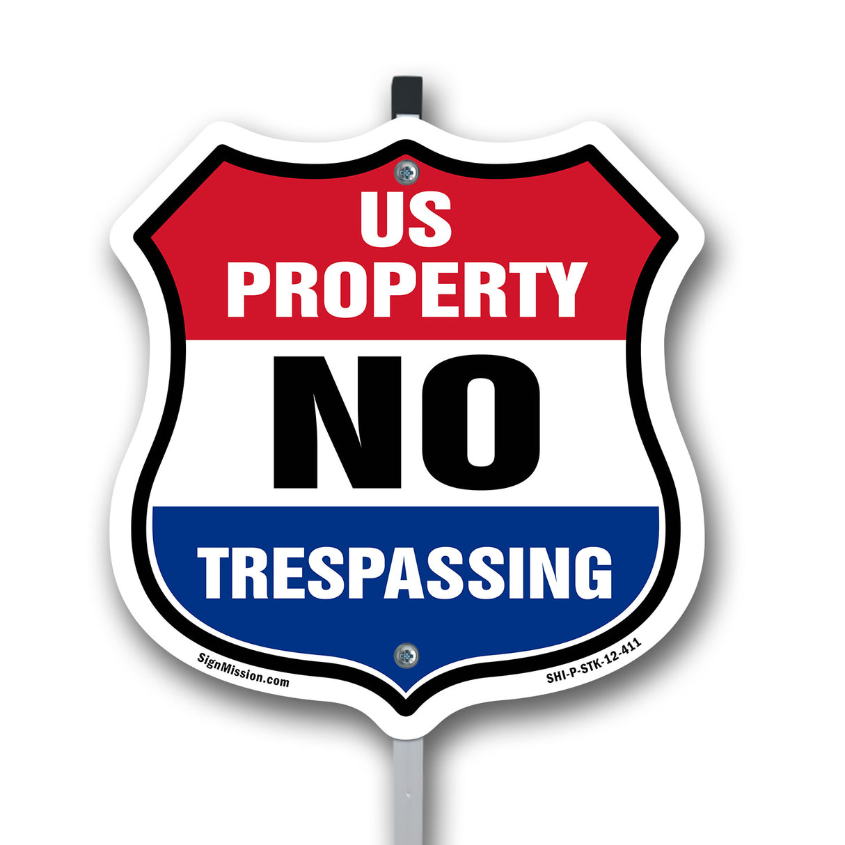 No Trespassing Shield Sign U.S. Property No Trespassing