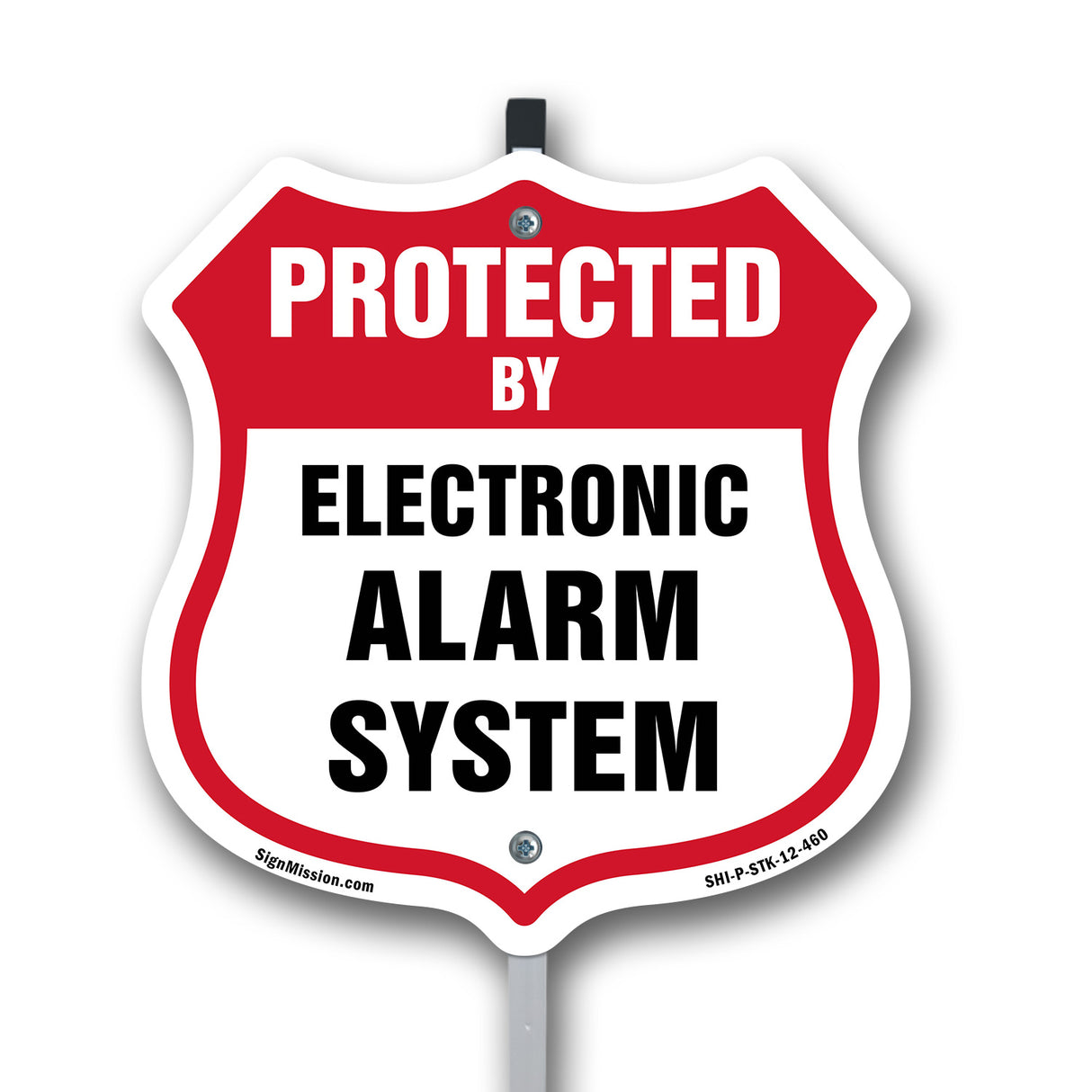Security Alarm Shield Sign Protected By Electronic Alarm System