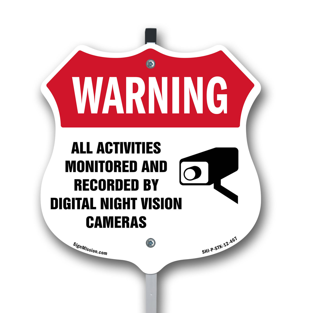 Video Surveillance Shield Label Set Warning All Activities Monitored And Recorded By Digital Night Vision Cameras
