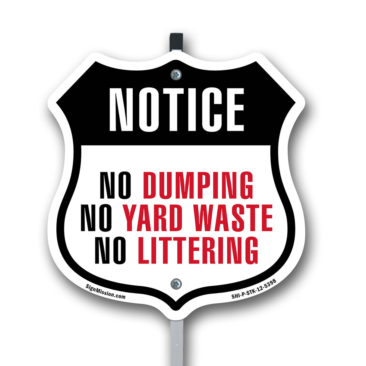 Notice No Dumping No Yard Waste No Littering