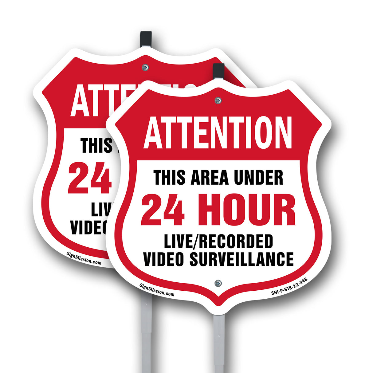 24 Hour Surveillance Shield Sign Video Surveillance Trespassers Will Be Prosecuted