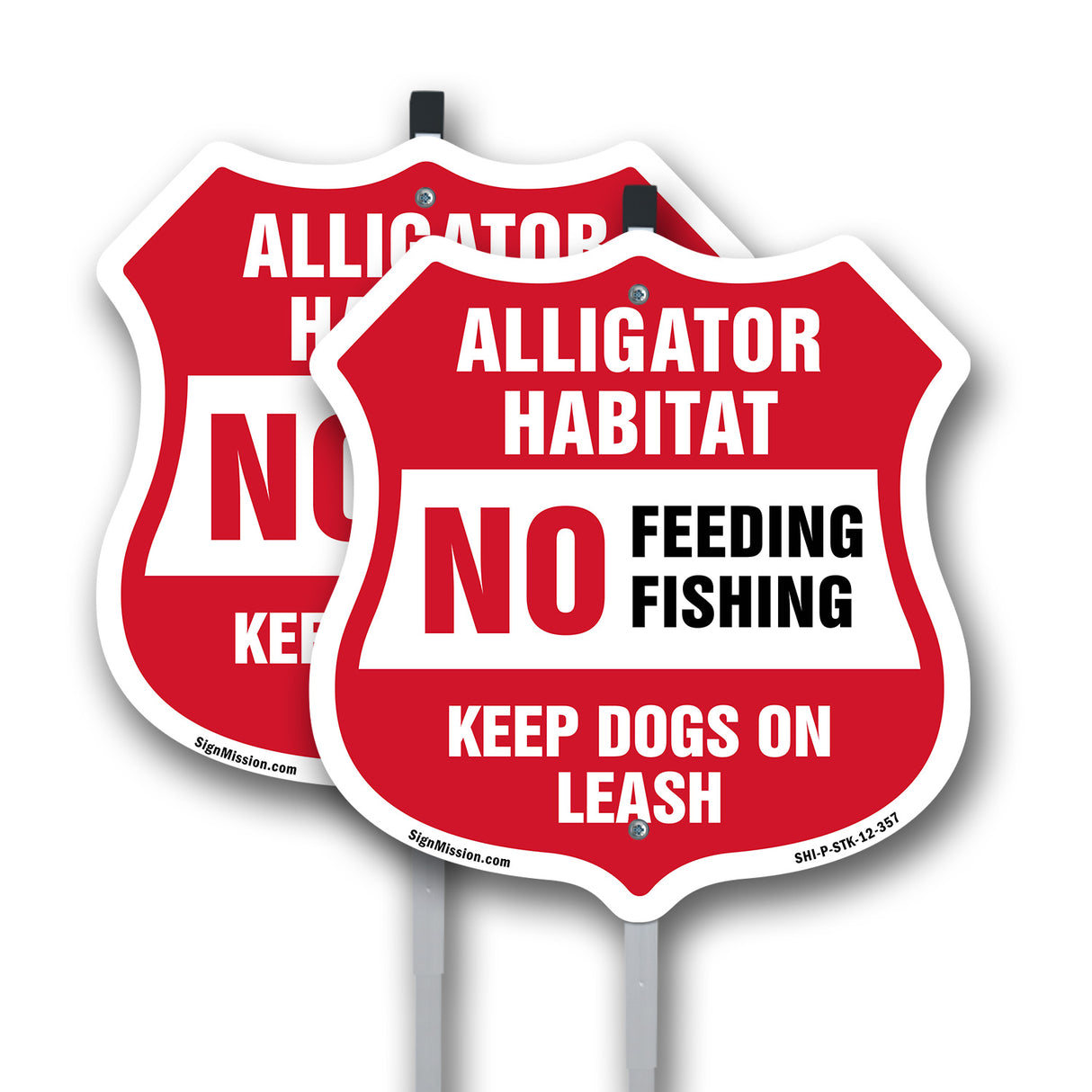 Alligator Warning Shield Sign Alligator Habitat No Feeding Fishing. Keep Dogs On Leash