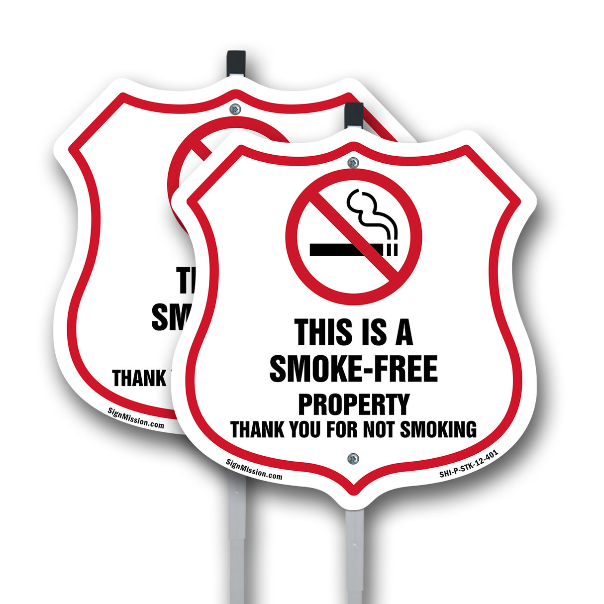 No Smoking Shield Sign This Is A Smoke Free Property Thank You For Not Smoking