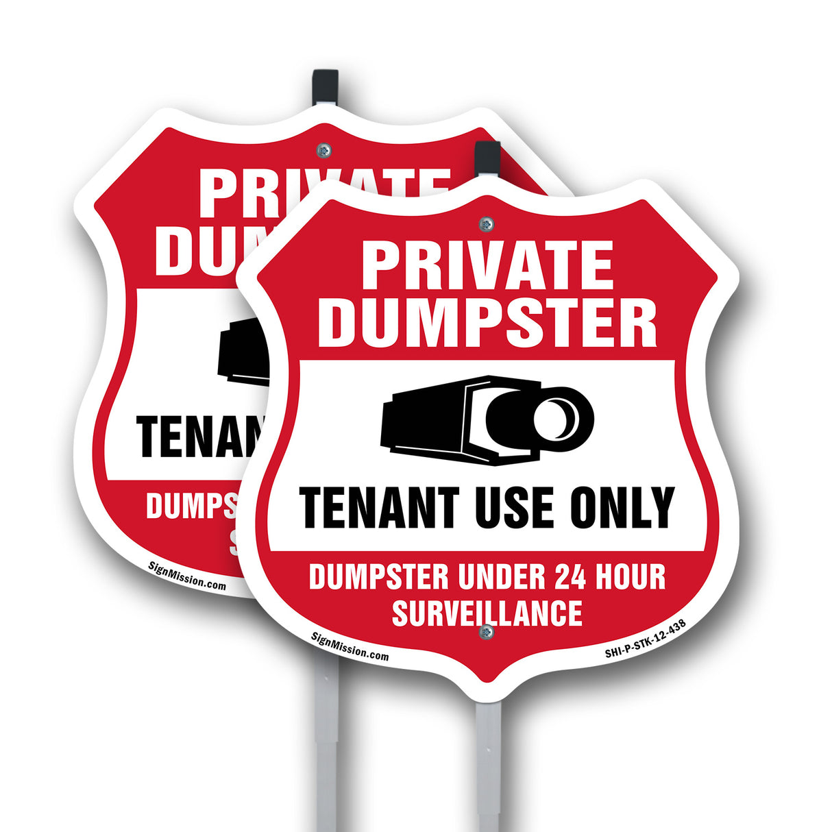 Private Dumpster Shield Sign Tenant Use Only Dumpster Under 24 Hour Surveillance
