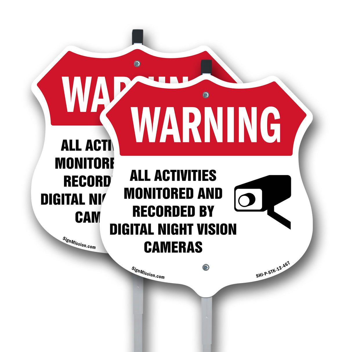 Video Surveillance Shield Label Set Warning All Activities Monitored And Recorded By Digital Night Vision Cameras