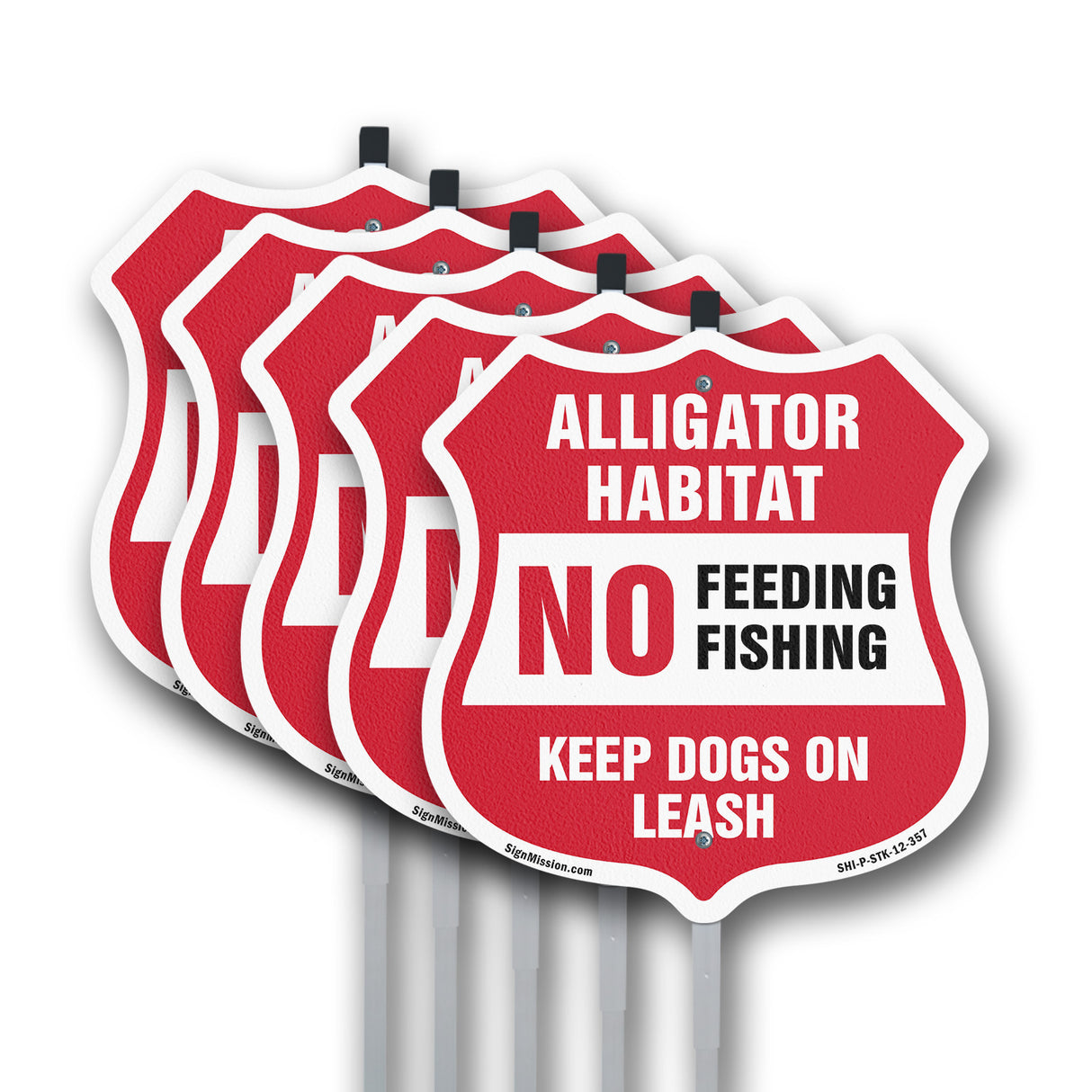 Alligator Warning Shield Sign Alligator Habitat No Feeding Fishing. Keep Dogs On Leash