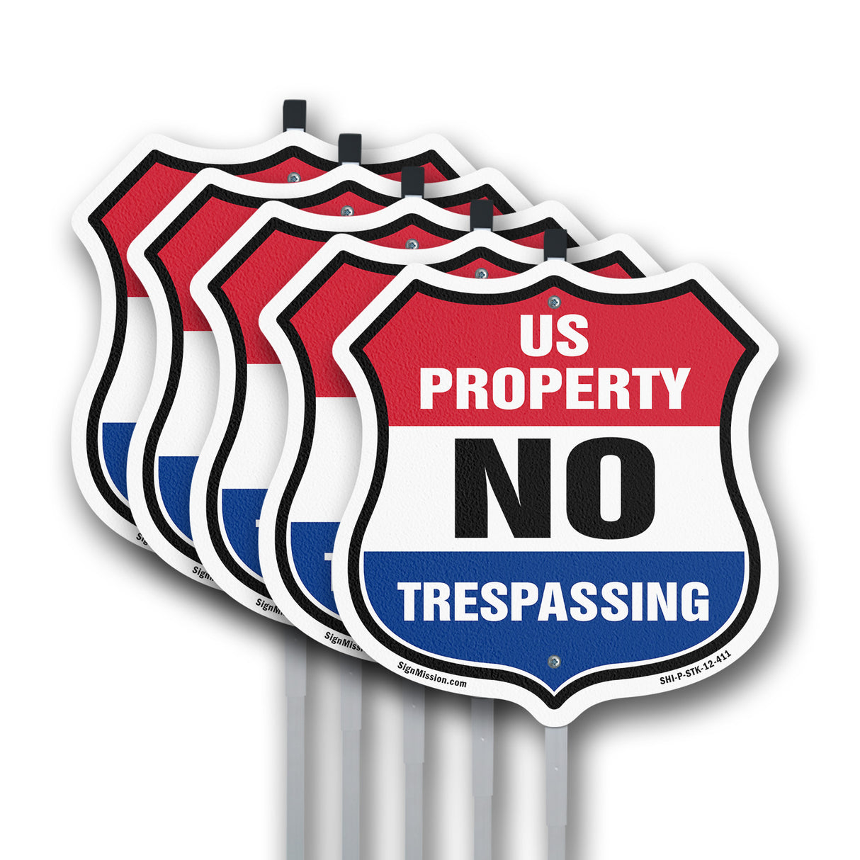 No Trespassing Shield Sign U.S. Property No Trespassing