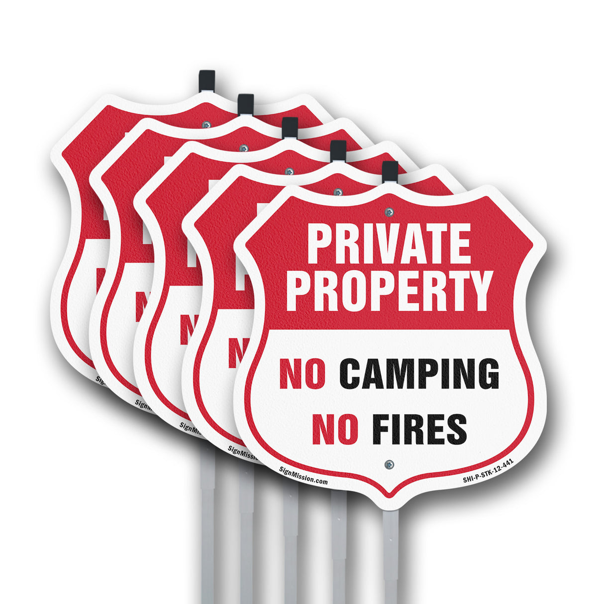 Private Property Shield Sign No Camping No Fires