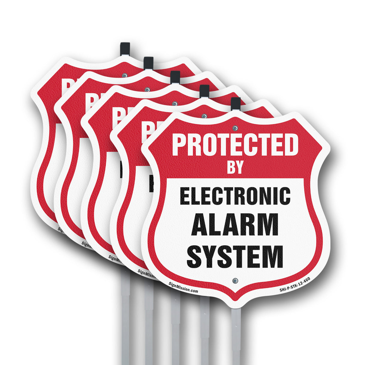Security Alarm Shield Sign Protected By Electronic Alarm System