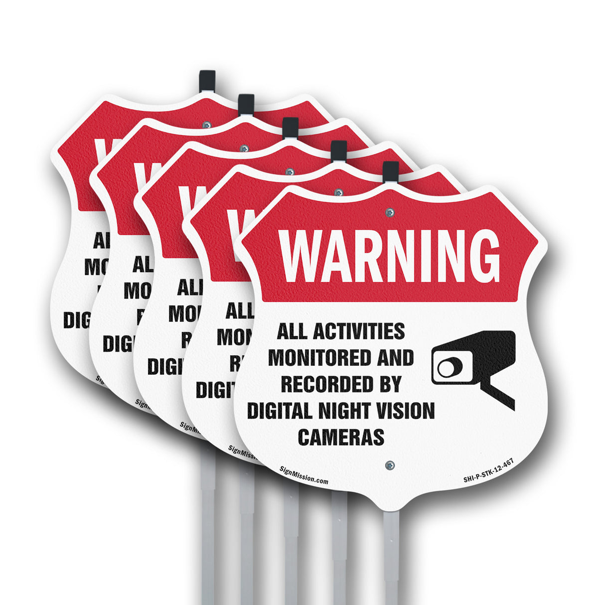Video Surveillance Shield Label Set Warning All Activities Monitored And Recorded By Digital Night Vision Cameras