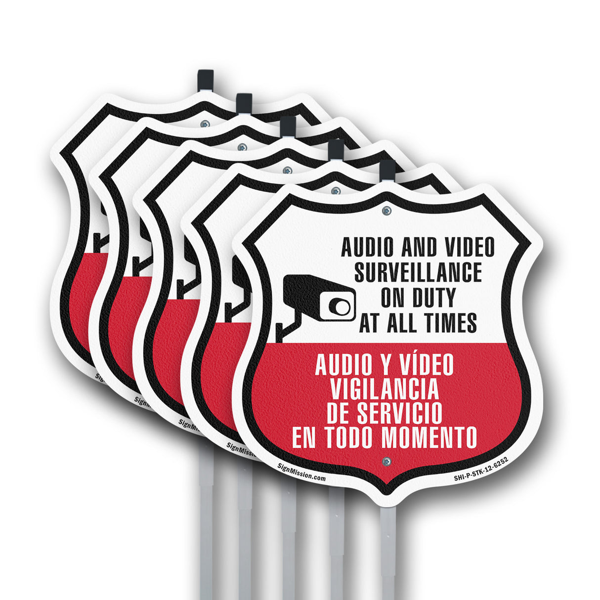 Audio & Video Surveillance On Duty At All Times Sign Bilingual English / Spanish