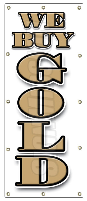 We Buy Gold Vertical Banner