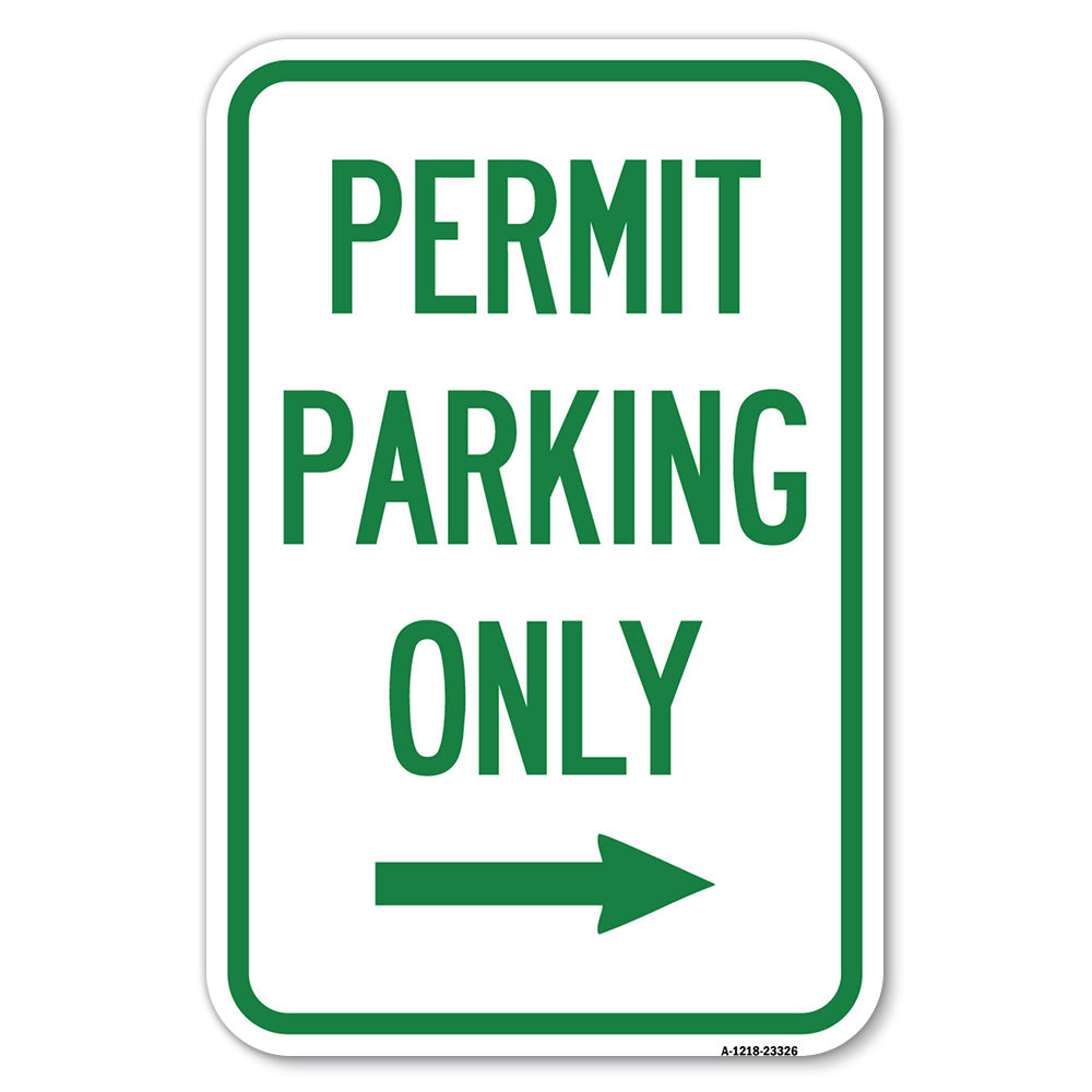 Permit Parking Only (With Right Arrow)