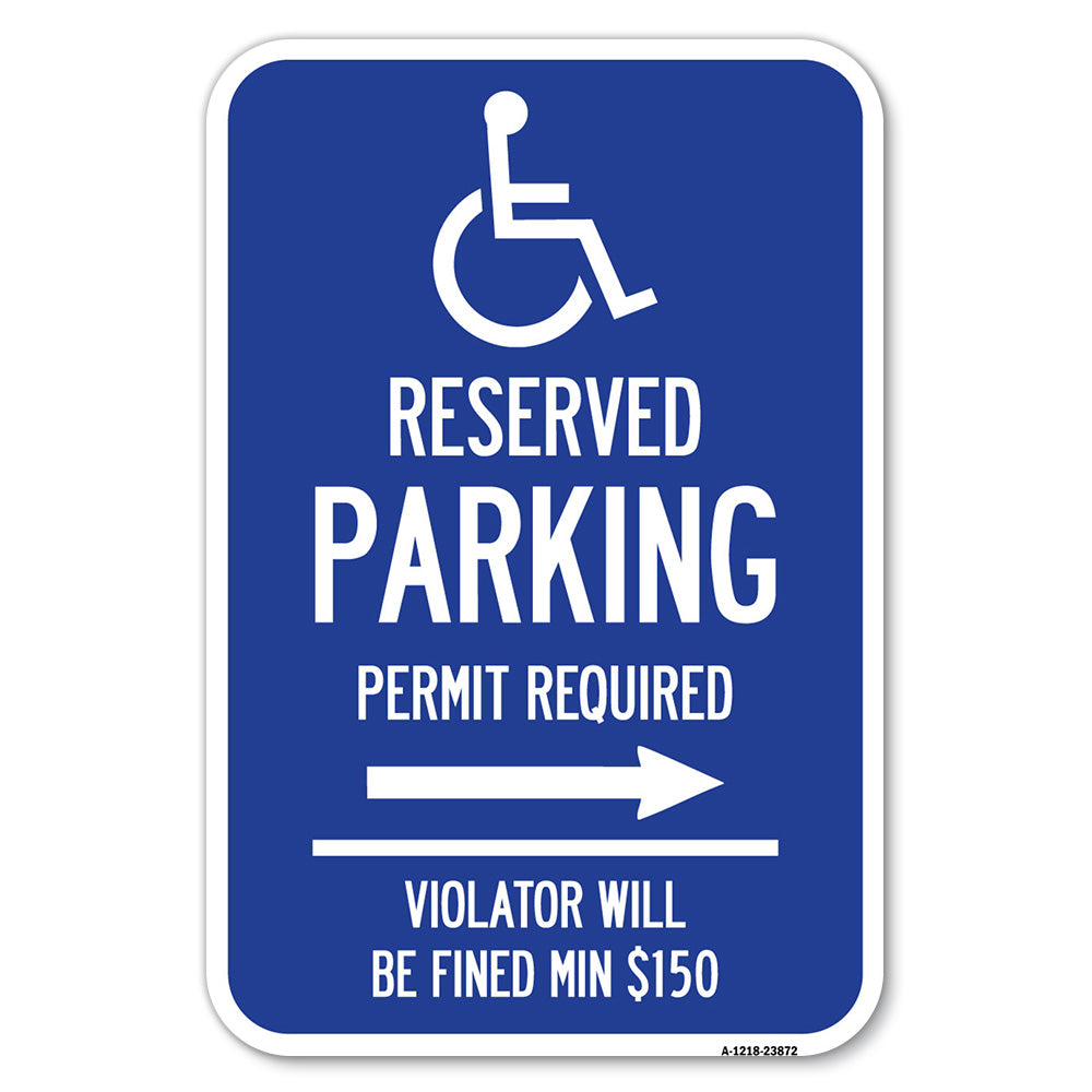 Modern Isa Symbol) Connecticut Reserved Parking Permit Required Violators Will Be Fined Min $150 (With Right Arrow)