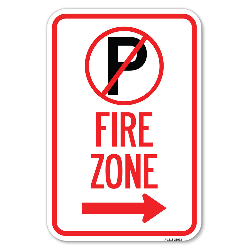 Fire Zone (No Parking Symbol and Right Arrow)