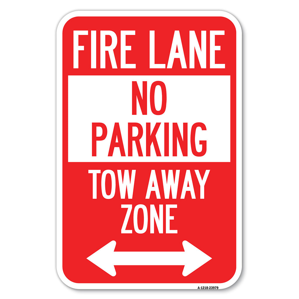 Fire Lane, Tow-Away Zone with Bidirectional Arrow