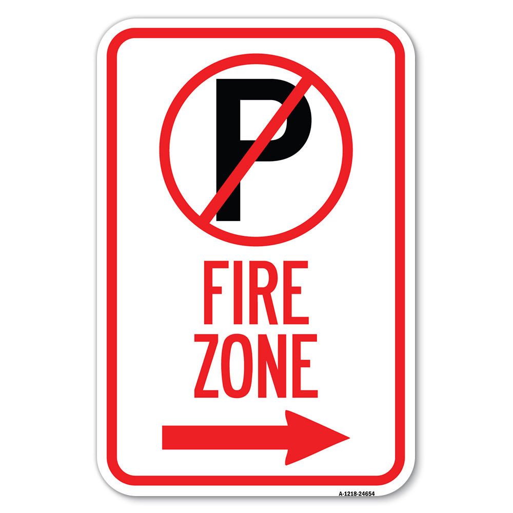 (No Parking Symbol and Right Arrow)