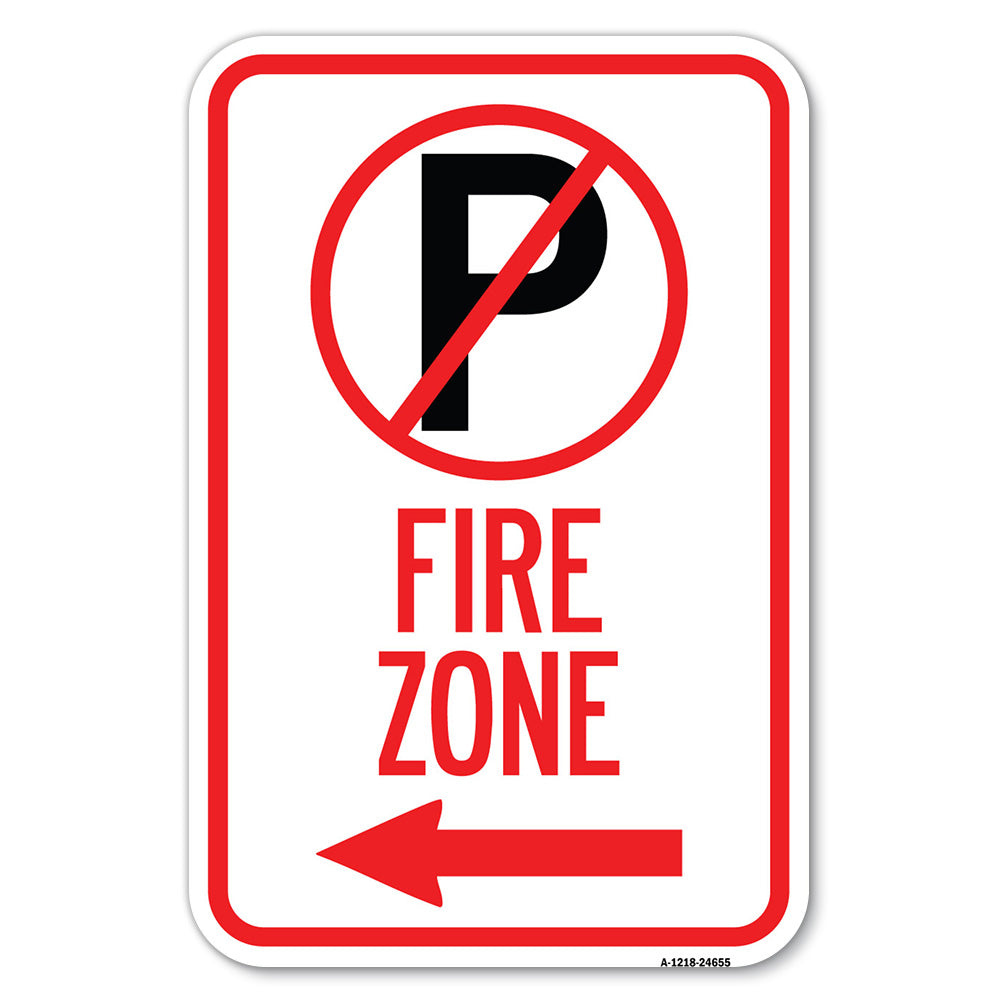 (No Parking Symbol and Left Arrow)