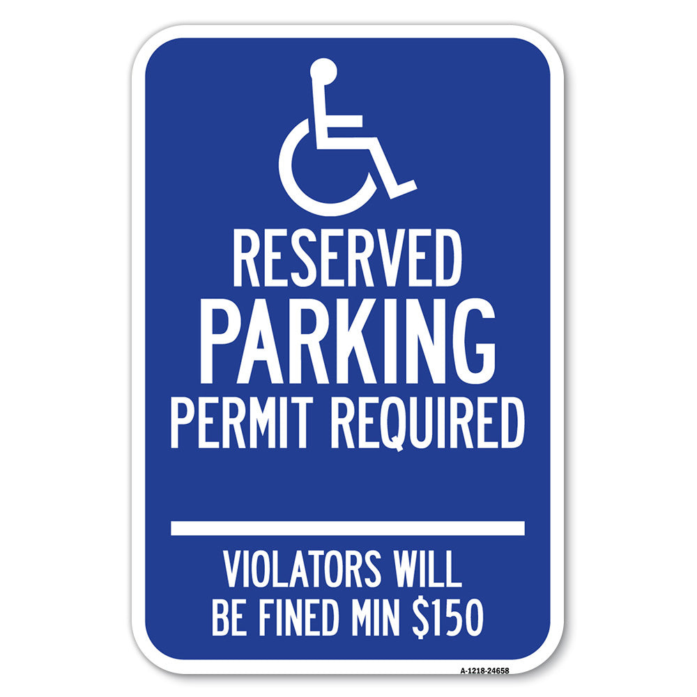 (Modern Isa Symbol) Connecticut Reserved Parking Permit Required Violators Will Be Fined Min $150
