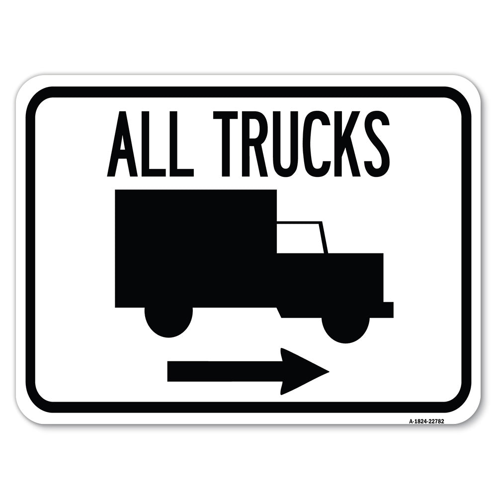 Trucks Sign All Trucks (With Truck Symbol & Right Arrow)