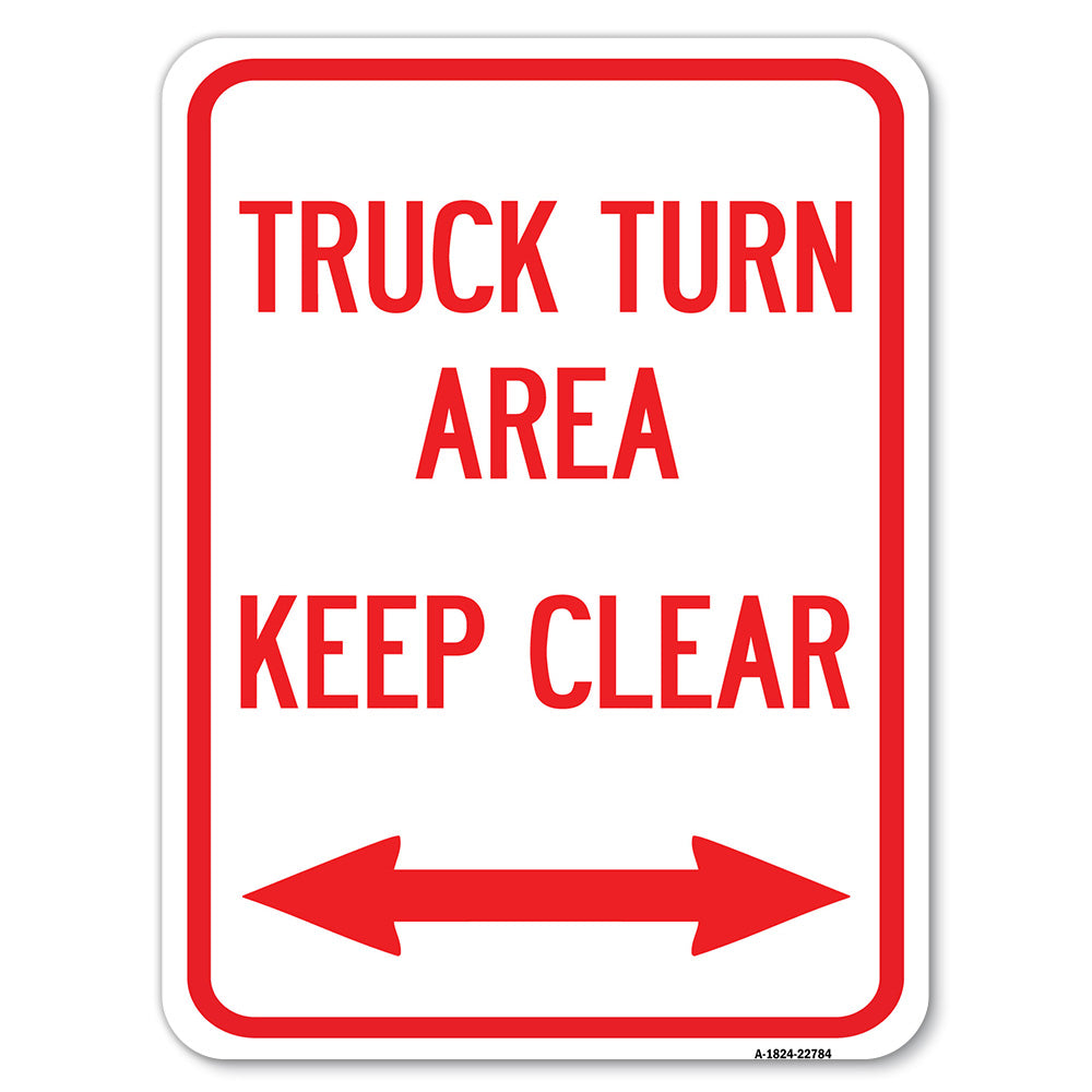 Truck Turn Area, Keep Clear (With Bidirectional Arrow)