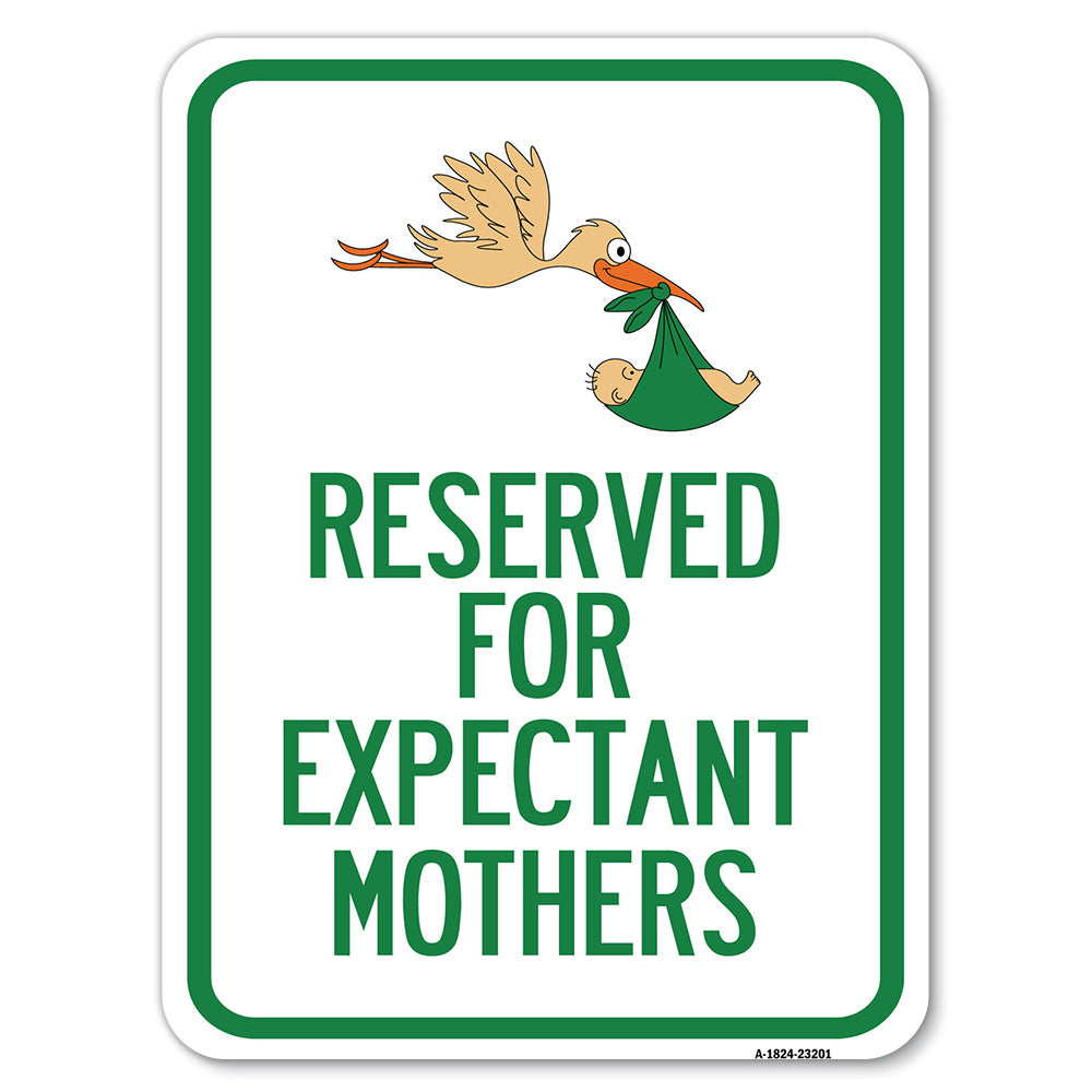 Reserved for Expectant Mothers (With Stork & Baby Graphic)