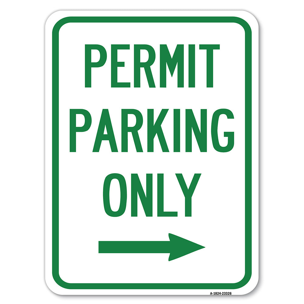 Permit Parking Only (With Right Arrow)