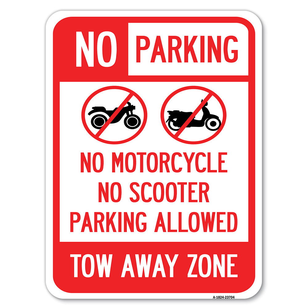 No Parking No Motorcycle No Scooter Parking Allowed, Tow Away Zone (With Graphic)