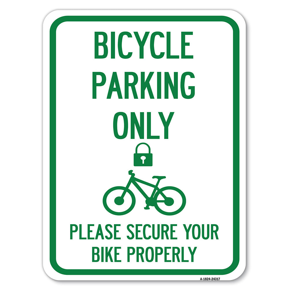 Bicycle Parking Only, Please Secure Your Bike Properly (With Cycle and Lock Symbol)