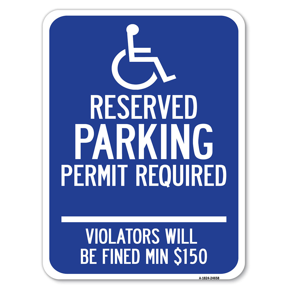 (Modern Isa Symbol) Connecticut Reserved Parking Permit Required Violators Will Be Fined Min $150