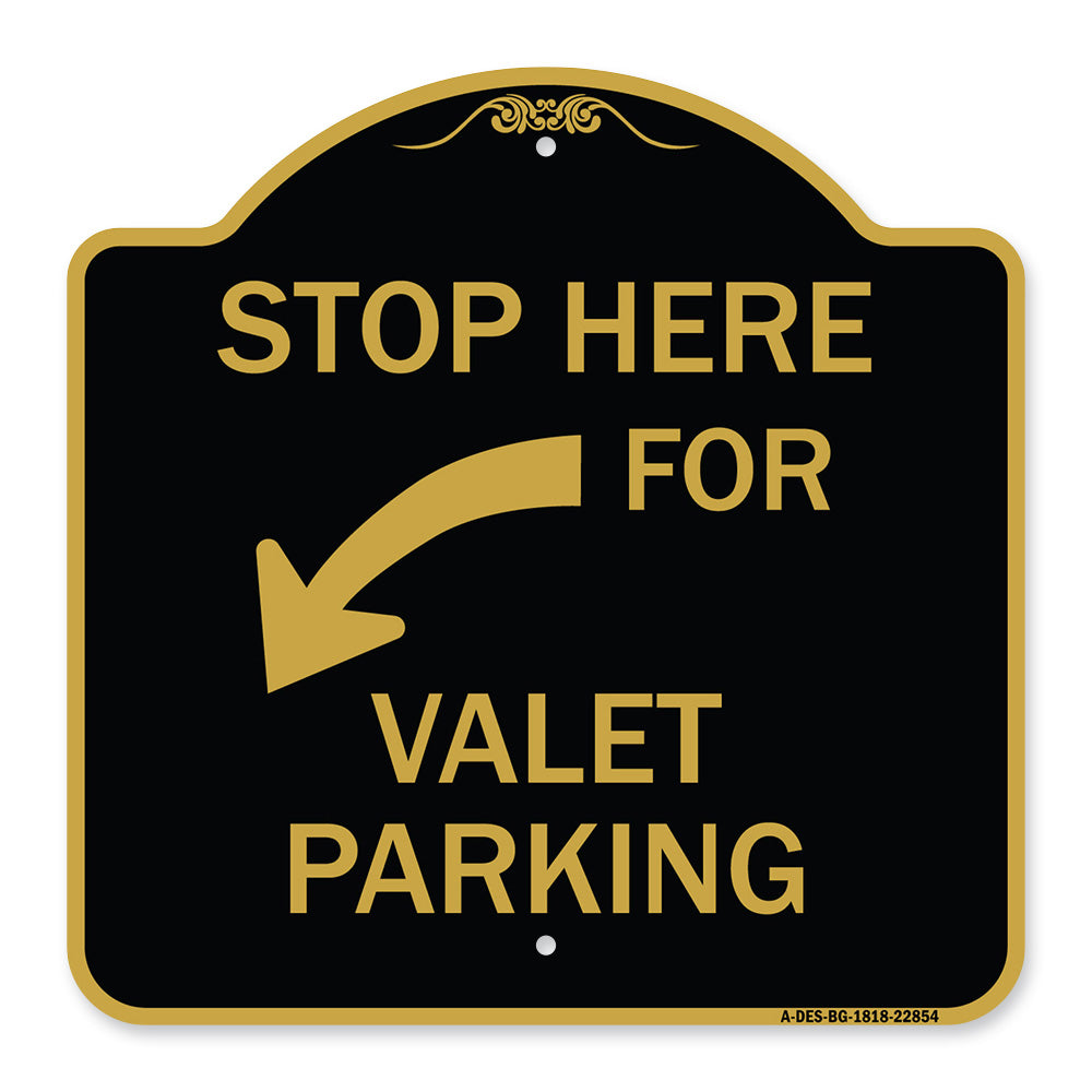 Stop Here for Valet Parking (Left Arrow)