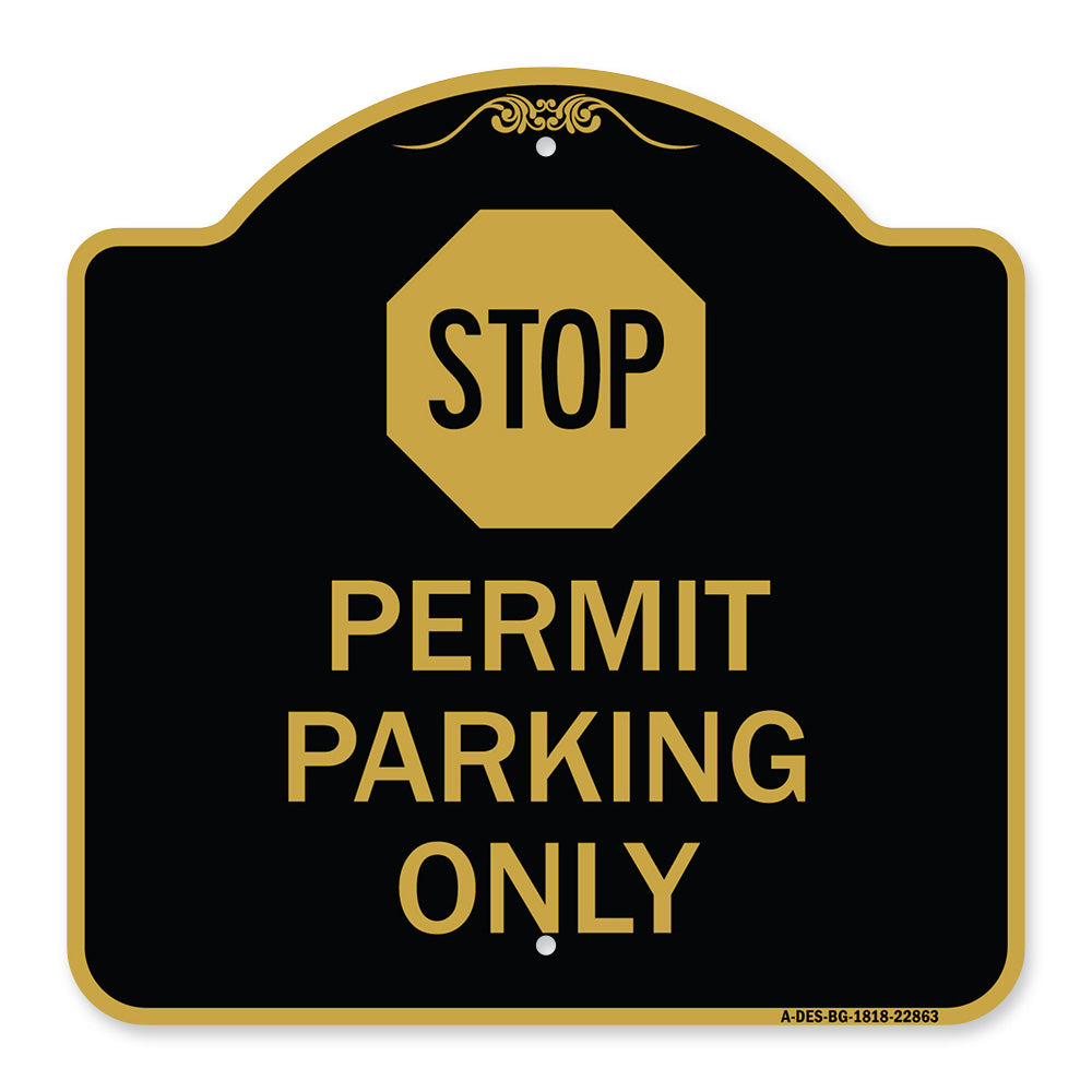 Stop - Permit Parking Only (With Stop Symbol)