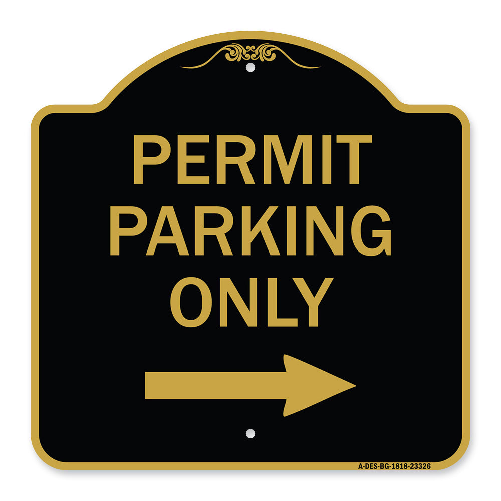 Permit Parking Only (With Right Arrow)