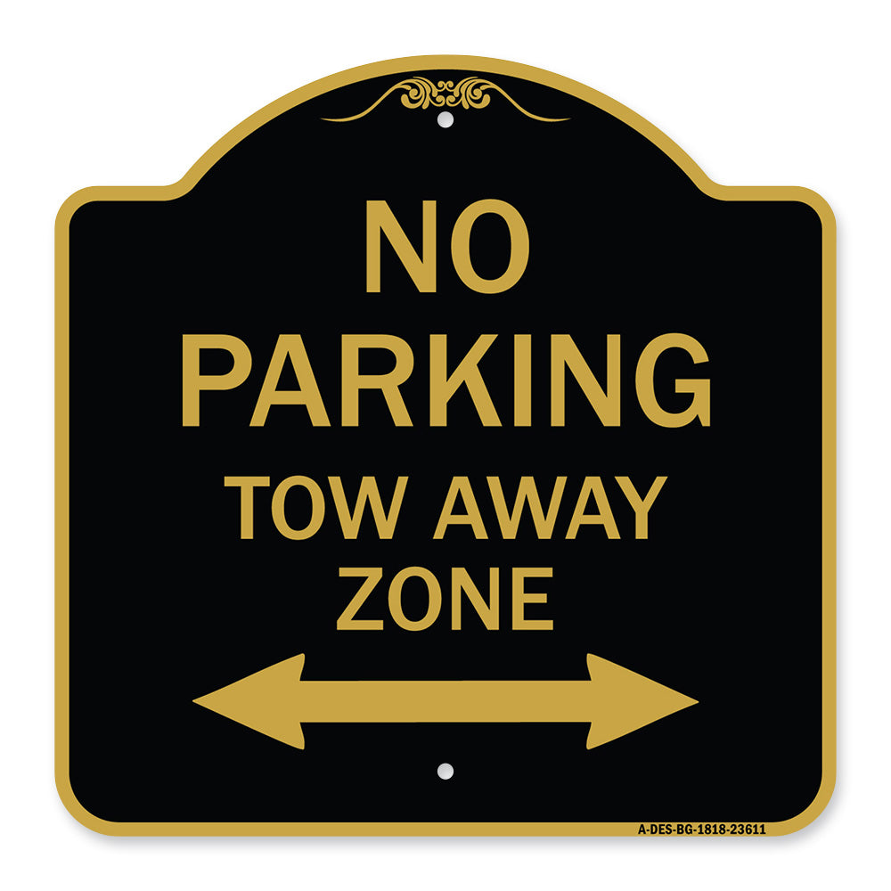 No Parking Tow Away Zone with Bidirectional Arrow