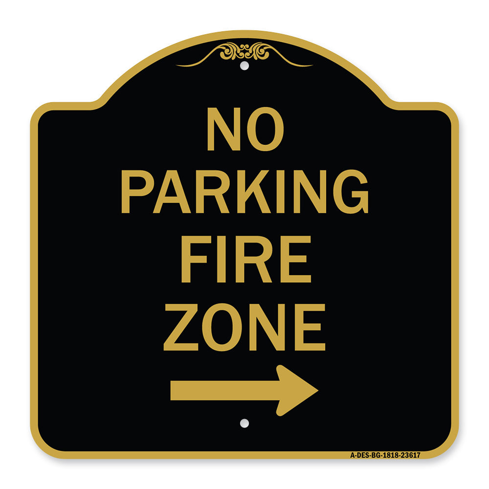 No Parking Fire Zone with Right Arrow
