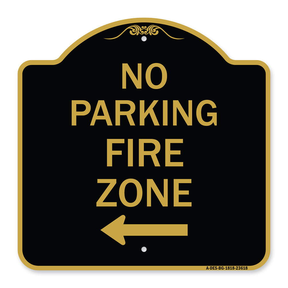 No Parking Fire Zone with Left Arrow