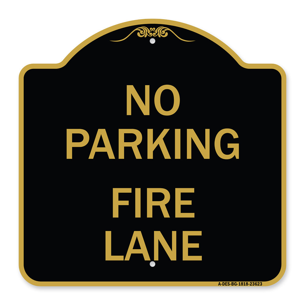 No Parking Fire Lane with Striped Border