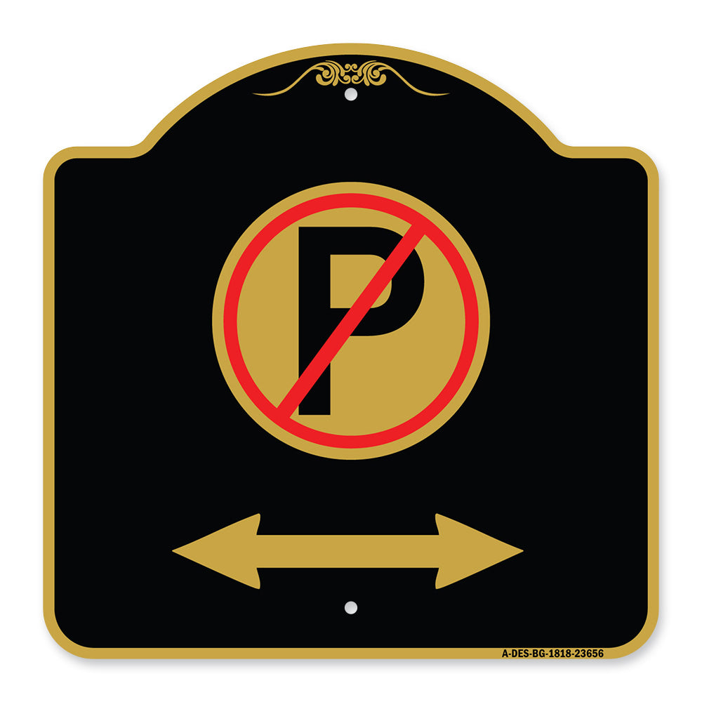 No Parking Symbol with Bidirectional Arrow