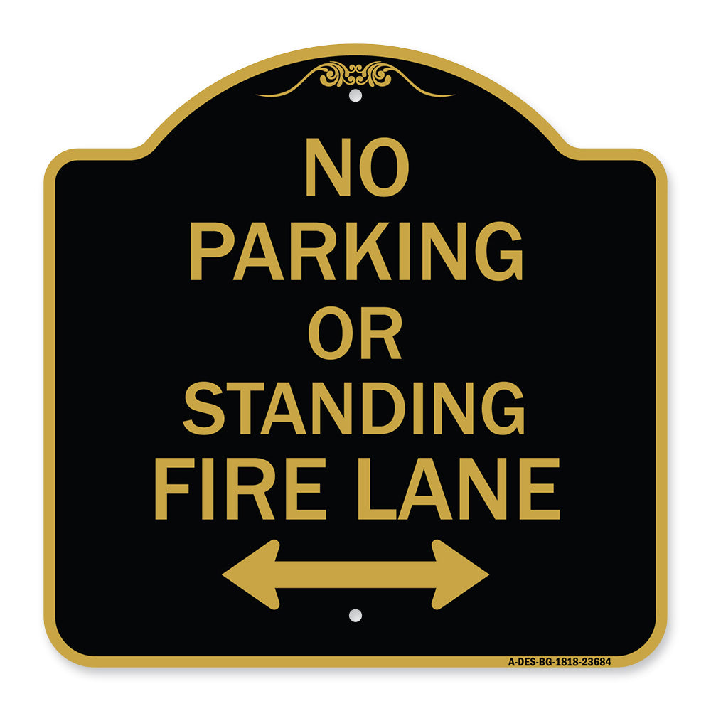 No Parking or Standing Fire Lane (With Bidirectional Arrow)