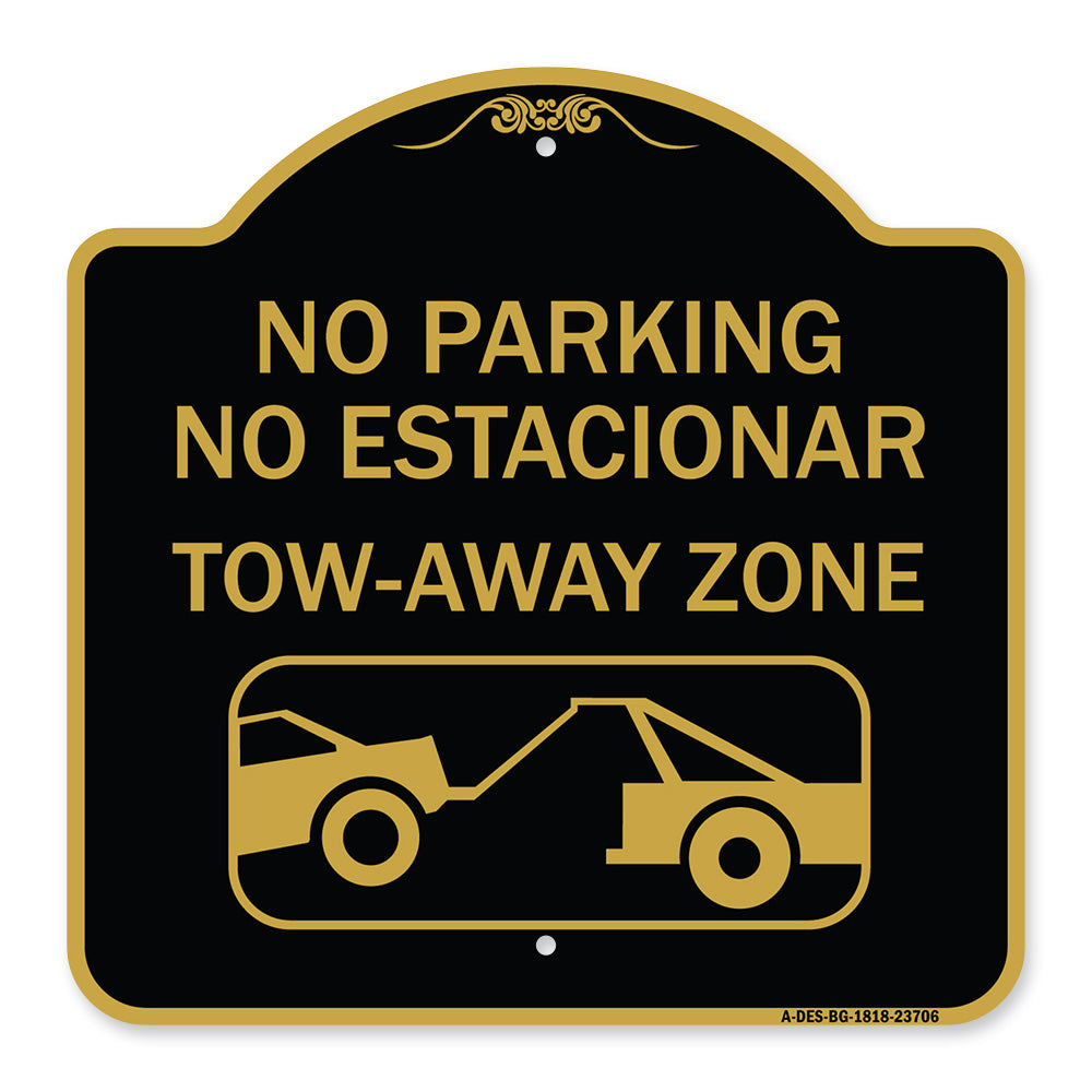 No Parking No Estacionar Tow Away Zone (With Graphic) Directional Arrow) Tacionamiento Zona De Cargamento